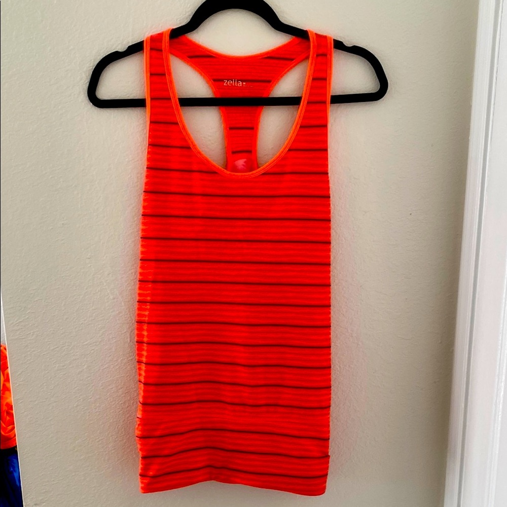 Zella Orange Striped Tank Top